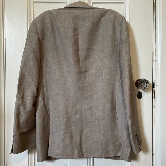 Canali Men's Single-Breasted Wool-Linen Taupe Blazer, US 36 / EU 52 - Picture 6 of 13